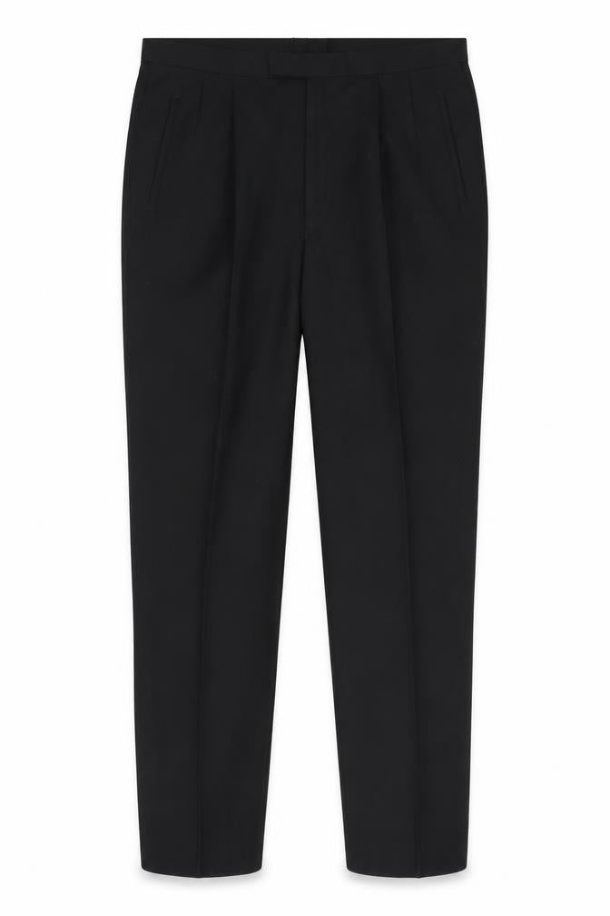 Luis Fabre Men's Black Wool Blend Pleated Dress Trousers 38W 31.5L