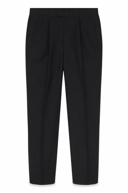 Luis Fabre Men's Black Wool Blend Pleated Dress Trousers 38W 31.5L