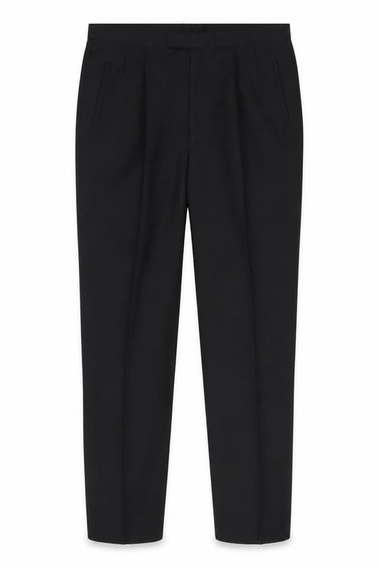 Luis Fabre Men's Black Wool Blend Pleated Dress Trousers 38W 31.5L