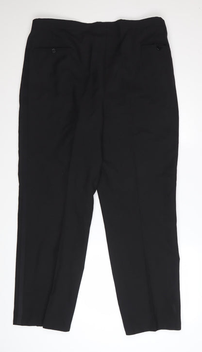 Luis Fabre Men's Black Wool Blend Pleated Dress Trousers 38W 31.5L
