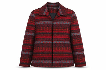 Alfred Dunner Women's Red Geometric Cotton Blend Jacket Size 12