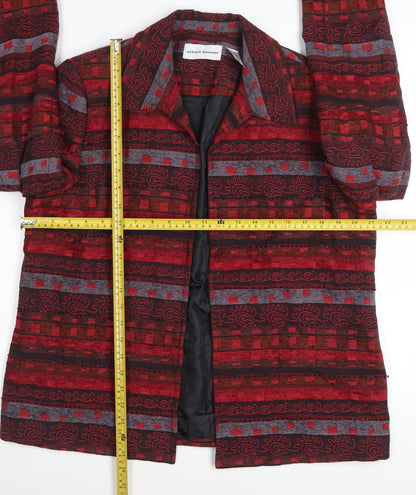 Alfred Dunner Women's Red Geometric Cotton Blend Jacket Size 12