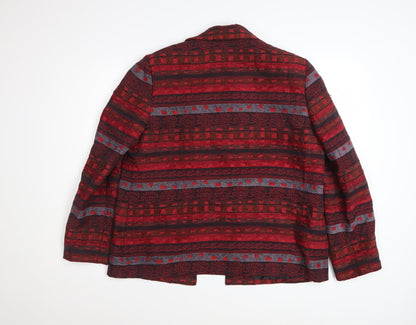 Alfred Dunner Women's Red Geometric Cotton Blend Jacket Size 12