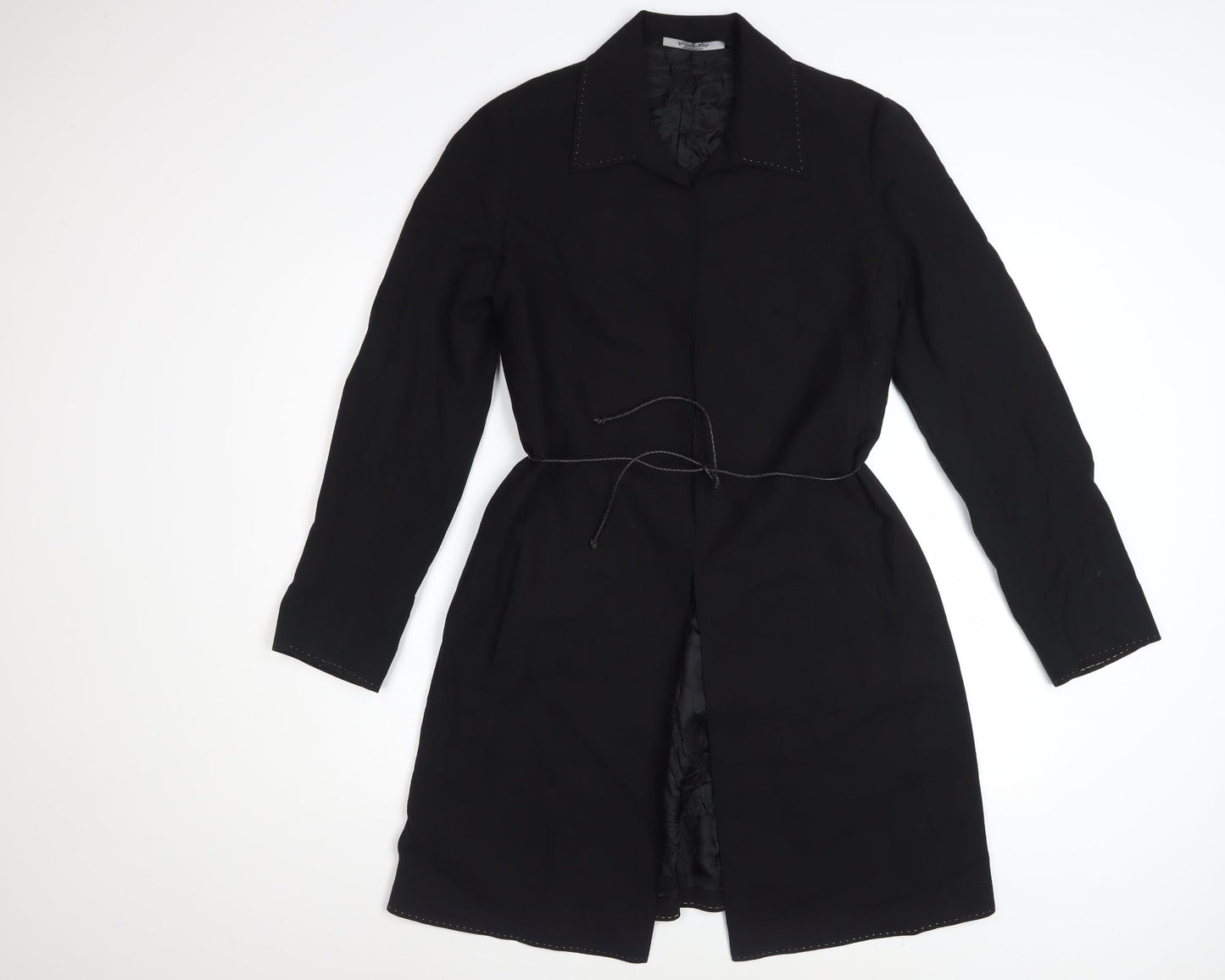Marks and Spencer Autograph Women's Black Long Wool Blend Trench Coat UK 12