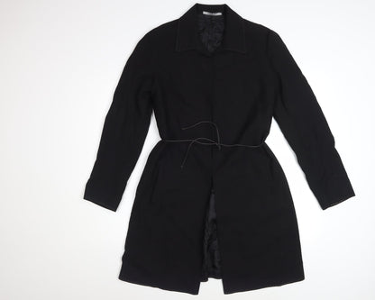Marks and Spencer Autograph Women's Black Long Wool Blend Trench Coat UK 12