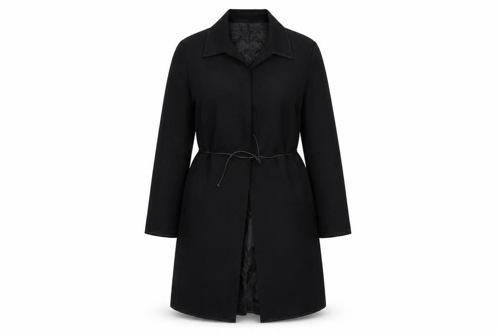 Marks & Spencer Autograph Women's Black Long Wool Blend Trench Coat UK 12