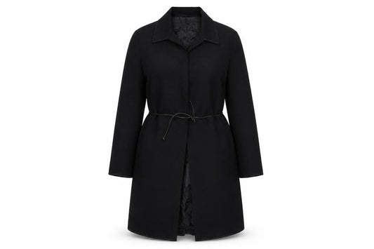 Marks & Spencer Autograph Women's Black Long Wool Blend Trench Coat UK 12