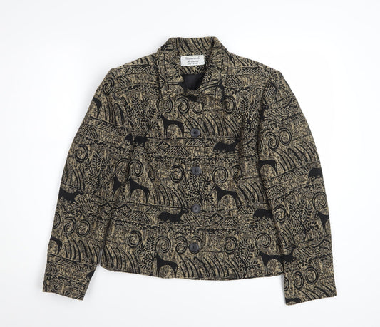 Giancarlo Ferrari Petite Brown Animal Print Blazer Jacket Women’s Size 10