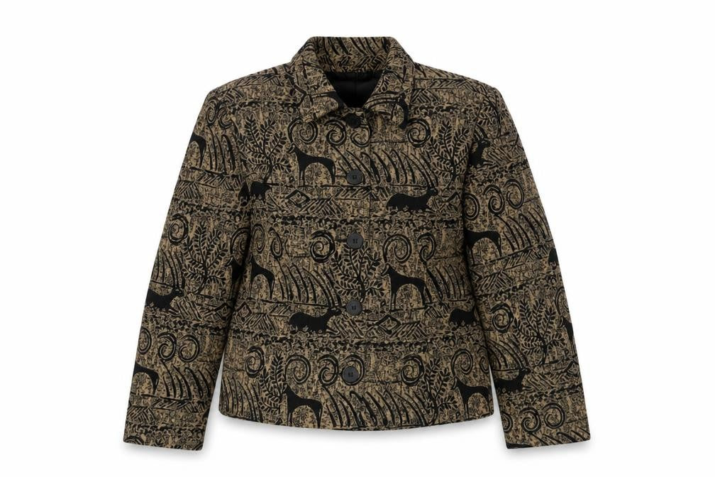 Giancarlo Ferrari Petite Brown Animal Print Blazer Jacket Women’s Size 10