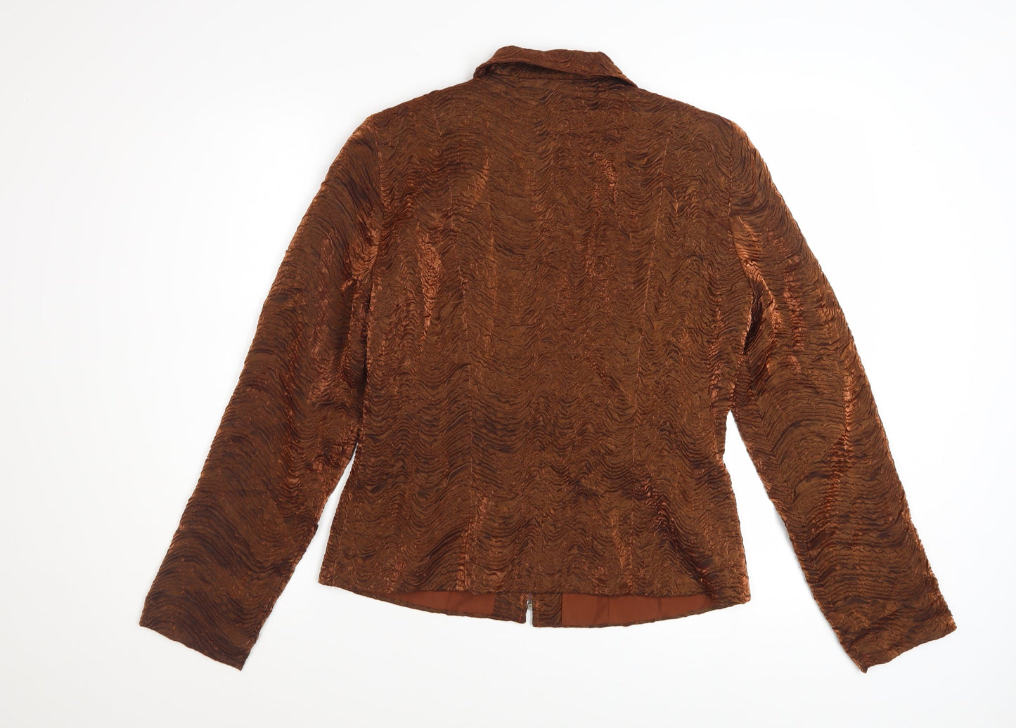 Cartise Womens Brown Textured Zip Jacket UK 12 Classic Style