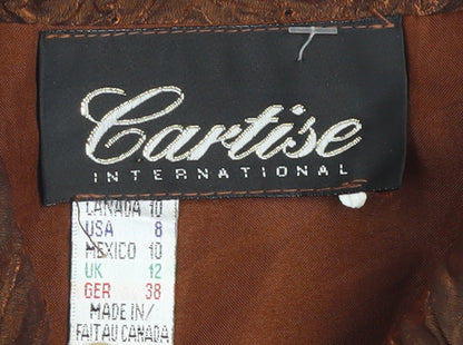 Cartise Womens Brown Textured Zip Jacket UK 12 Classic Style