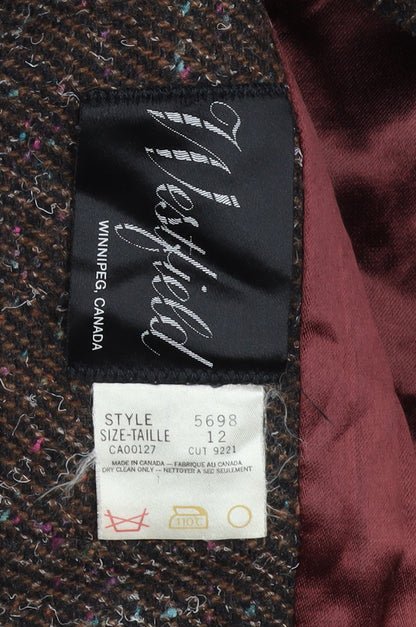Westfield Women's Brown Wool Long Tweed Coat Size 12