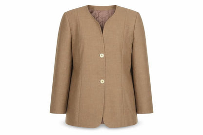 Viyella Women’s Brown Wool Blend Classic Blazer UK 16 Vintage Mid-Length
