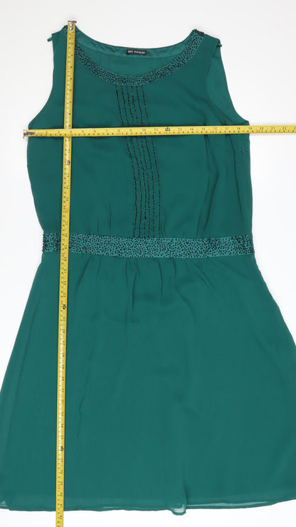 Marks and Spencer Women’s Green Beaded Shift Dress Size 14