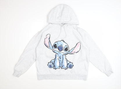 Disney Women’s Grey Stitch Hoodie Size M Pullover Sweatshirt