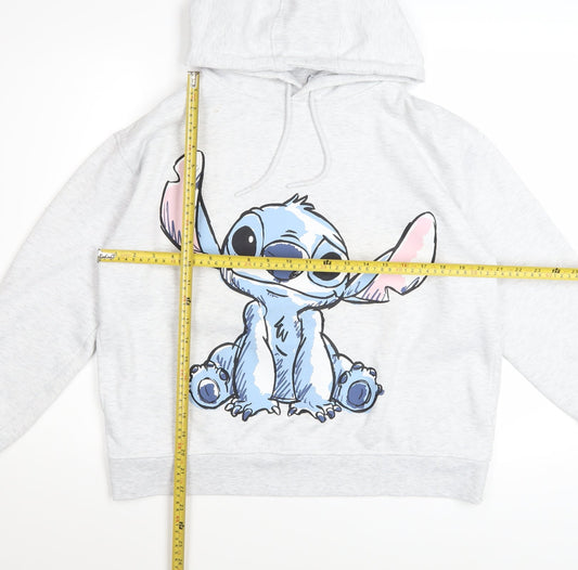 Disney Women’s Grey Stitch Hoodie Size M Pullover Sweatshirt