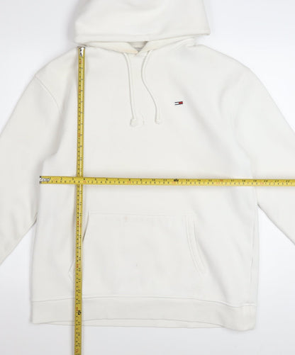 Tommy Jeans Women’s White Pullover Hoodie Size L Cotton Blend