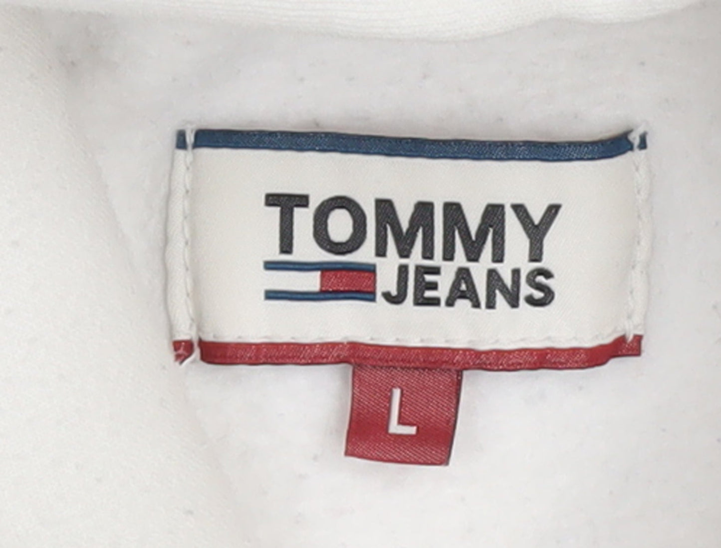 Tommy Jeans Women’s White Pullover Hoodie Size L Cotton Blend