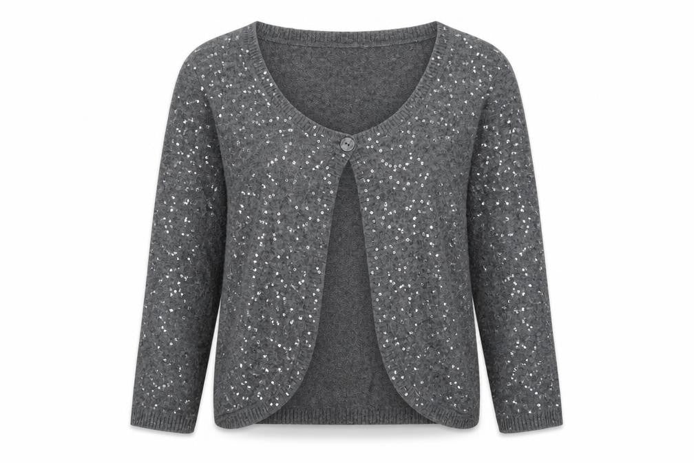Marks & Spencer Per Una Grey Sequin Knit Women's Size 12 Cardigan