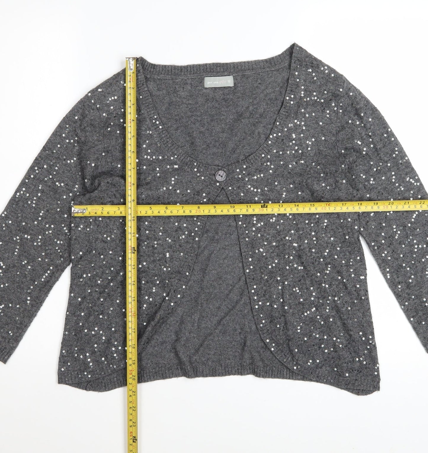 Marks and Spencer Per Una Grey Sequin Knit Women's Size 12 Cardigan