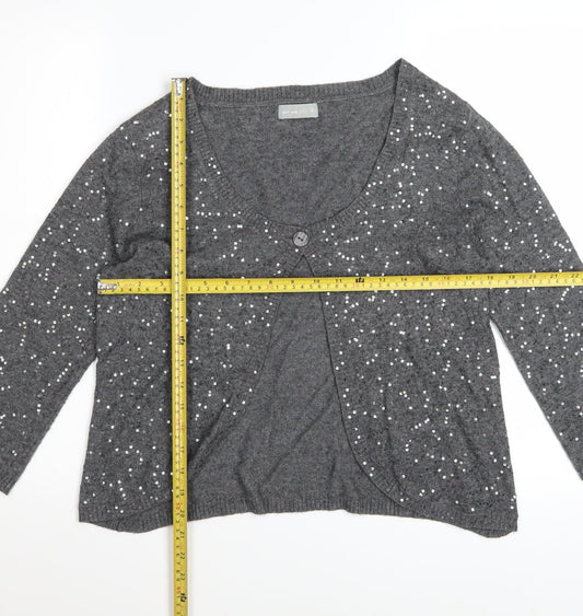 Marks and Spencer Per Una Grey Sequin Knit Women's Size 12 Cardigan