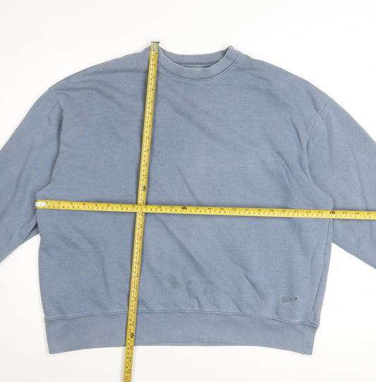 Pull & Bear Women's Blue Cotton Blend Pullover Sweatshirt M