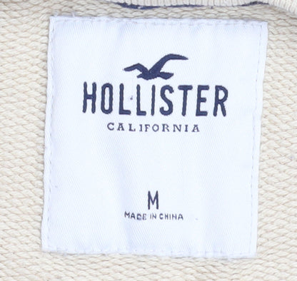 Hollister Men Beige Crew Neck Sweatshirt M Cotton Blend Classic Style