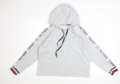 Tommy Hilfiger Women Grey Hooded Pullover Sweatshirt M