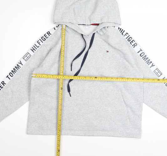 Tommy Hilfiger Women Grey Hooded Pullover Sweatshirt M