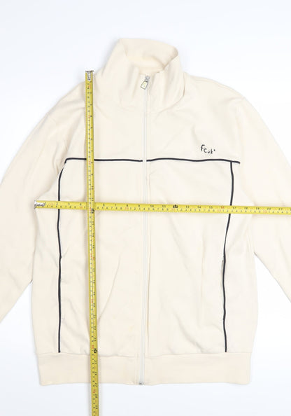 French Connection Men's Beige Full Zip Cotton Sweatshirt L