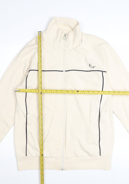 French Connection Men's Beige Full Zip Cotton Sweatshirt L