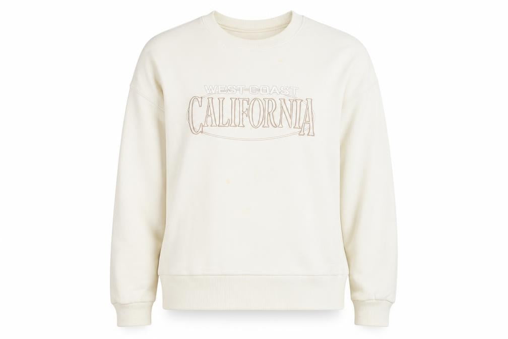 Stradivarius Womens Ivory California Pullover Sweatshirt M
