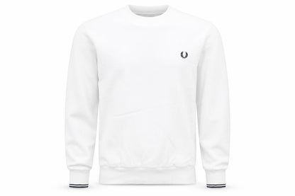 Fred Perry Men's White Small Crew Neck Pullover Sweatshirt