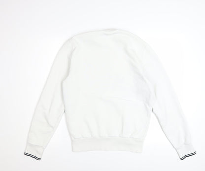 Fred Perry Men's White Small Crew Neck Pullover Sweatshirt