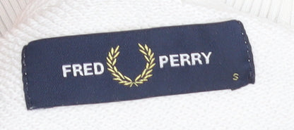 Fred Perry Men's White Small Crew Neck Pullover Sweatshirt