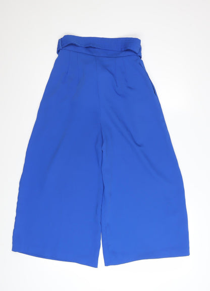 Coast Women's Blue Belted Wide-Leg Culotte Trousers UK 6