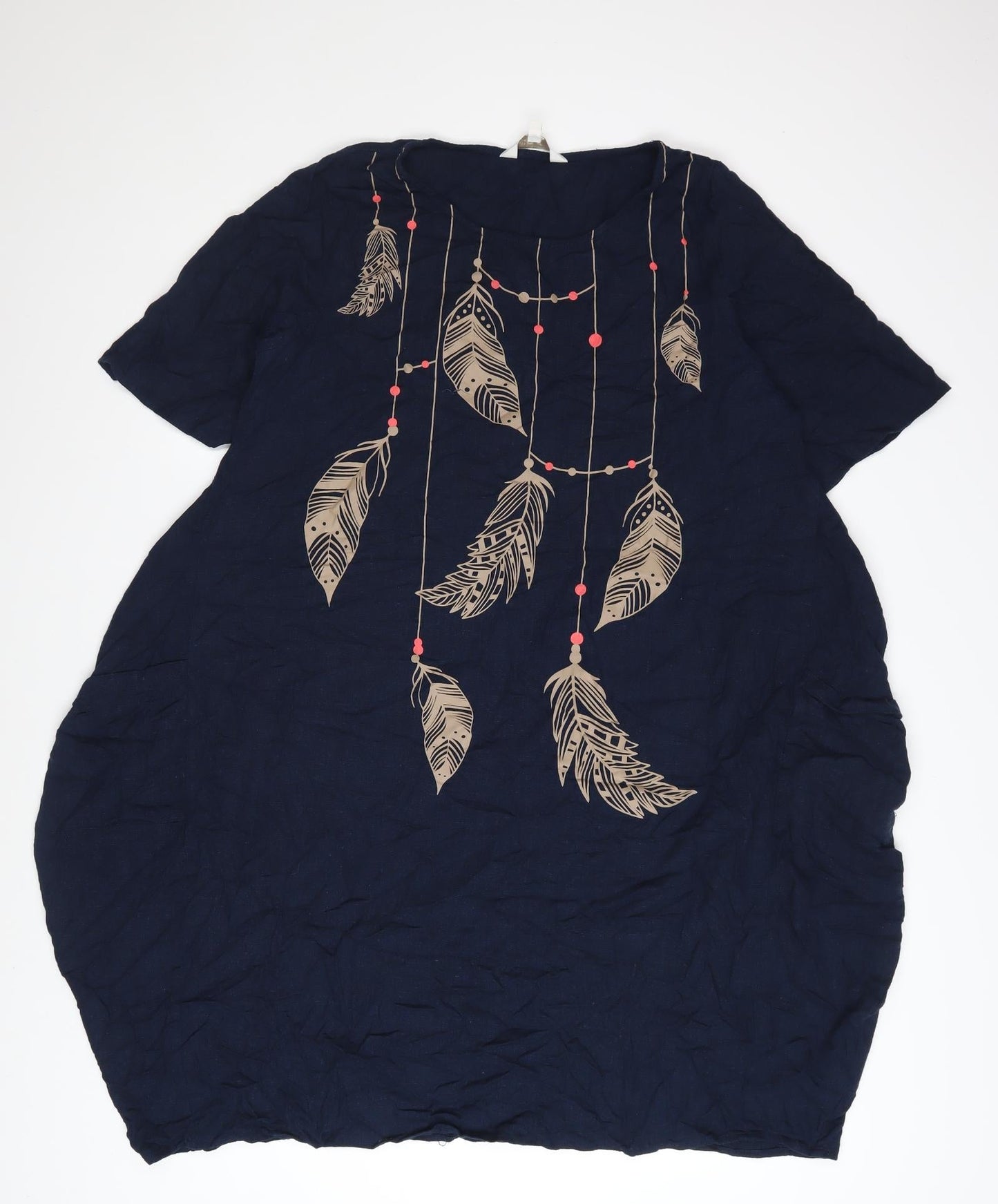 Apricot Women's Blue Feather Print Shift Dress Size M