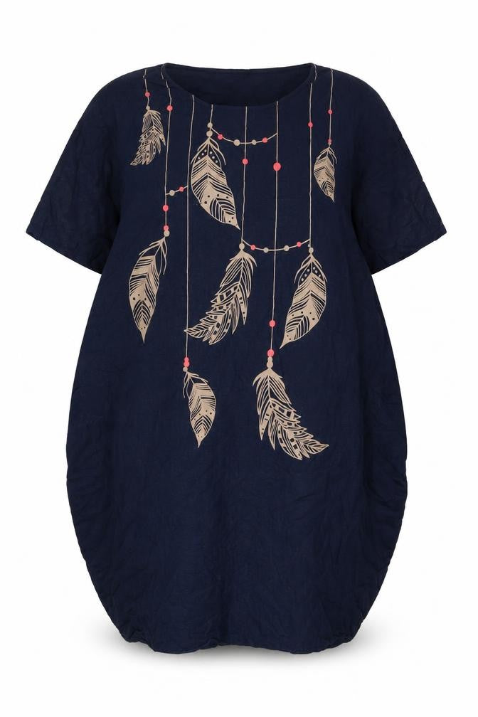 Apricot Women's Blue Feather Print Shift Dress Size M