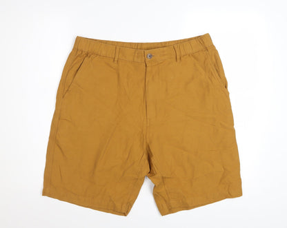 Uniqlo Men's Brown Linen Blend Chino Shorts L Regular Fit