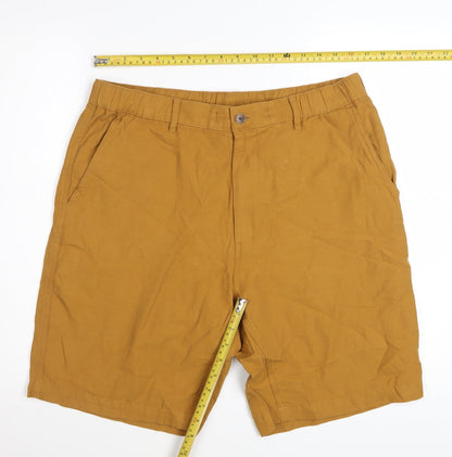 Uniqlo Men's Brown Linen Blend Chino Shorts L Regular Fit