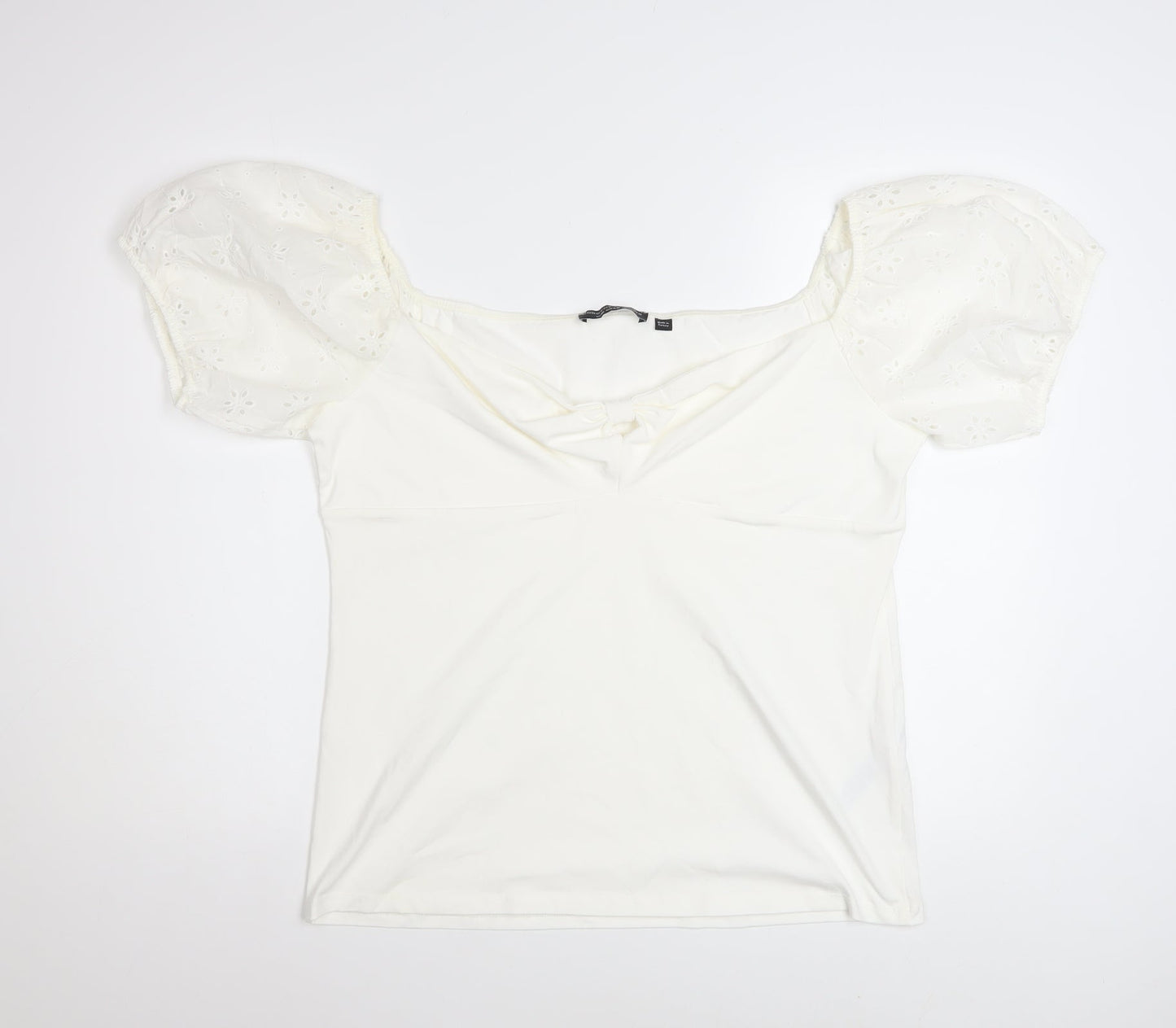Dorothy Perkins Women's Ivory Puff Sleeve Bow Blouse Size 20