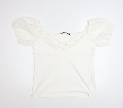 Dorothy Perkins Women's Ivory Puff Sleeve Bow Blouse Size 20