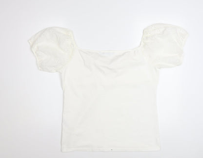 Dorothy Perkins Women's Ivory Puff Sleeve Bow Blouse Size 20