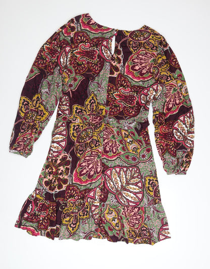 Next Womens Multicoloured Paisley A-Line Knee Length Dress Size 16