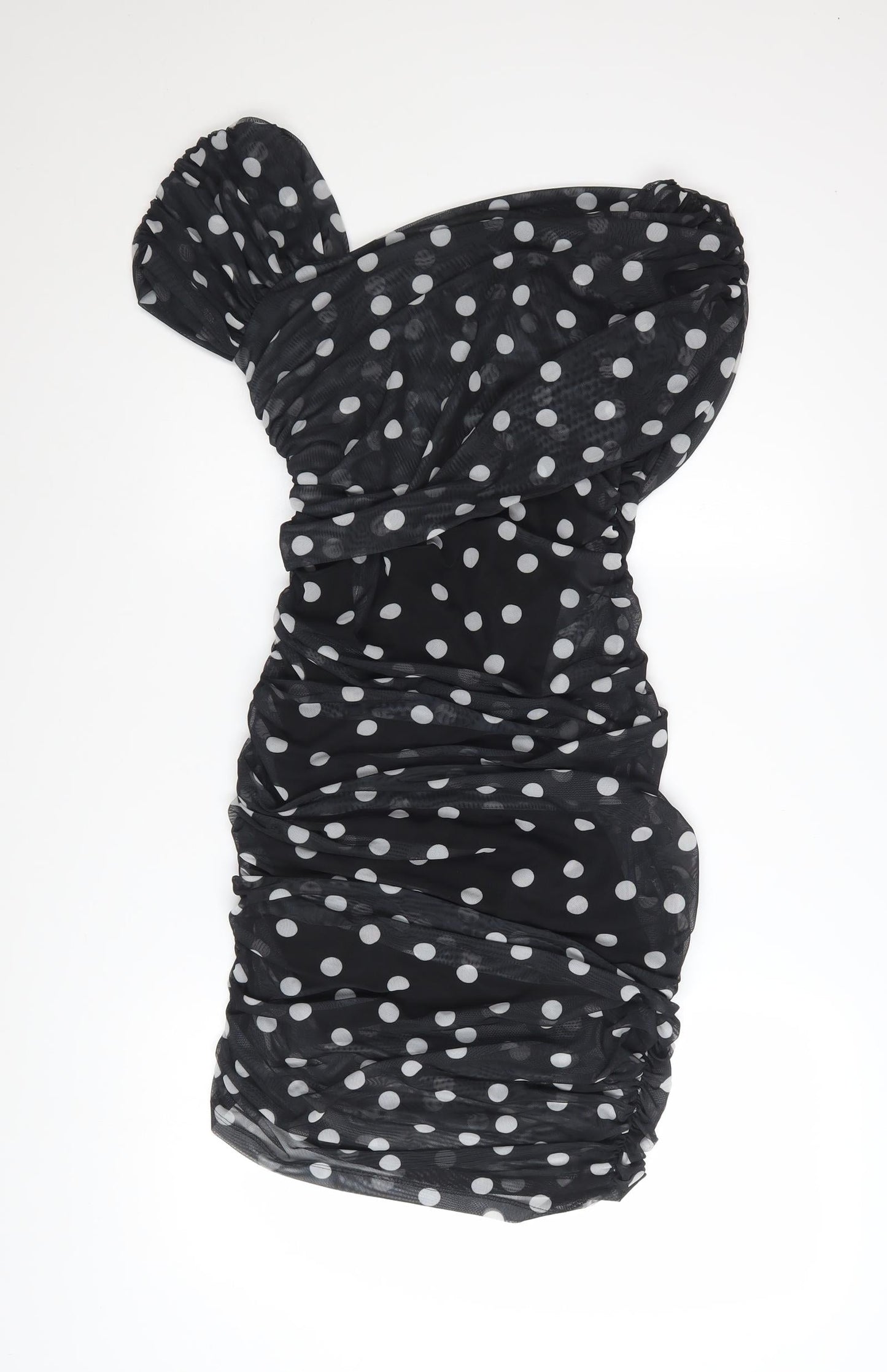 Marks and Spencer Women Black Polka Dot One Shoulder Bodycon Dress Size 12
