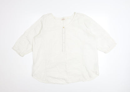 Fat Face Women’s White Cotton 3/4 Sleeve Tunic Blouse UK 18