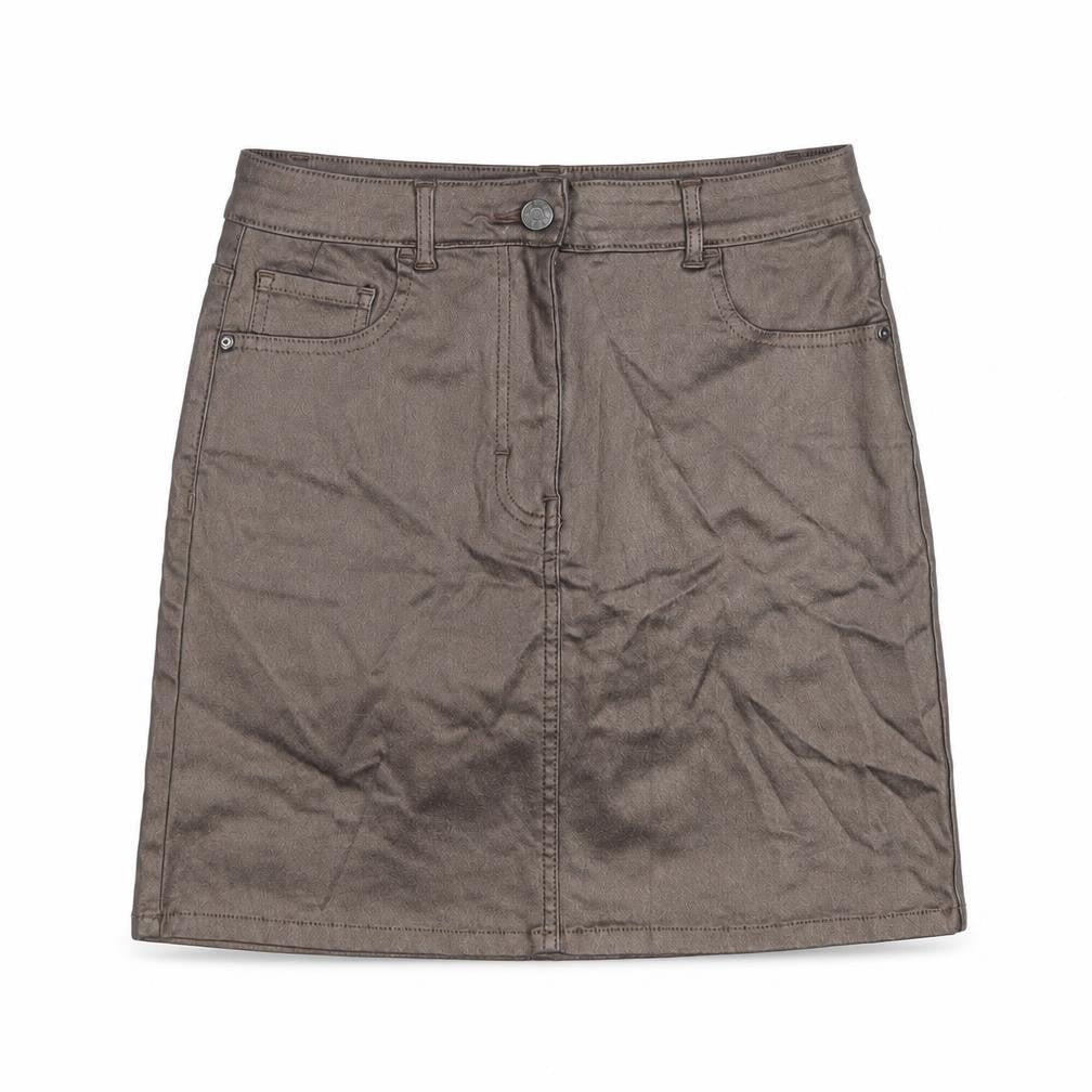 Next Women Brown Short Pencil Skirt Size 10 Viscose Stretch