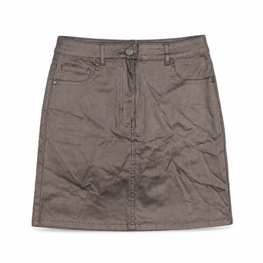 Next Women Brown Short Pencil Skirt Size 10 Viscose Stretch