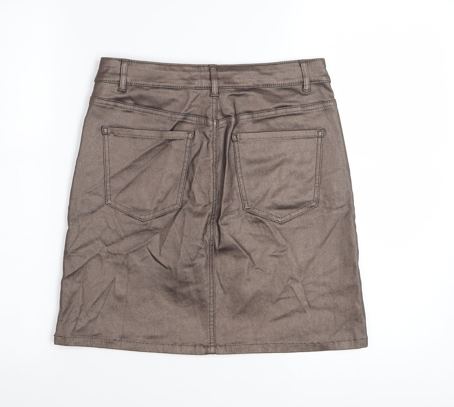 Next Women Brown Short Pencil Skirt Size 10 Viscose Stretch