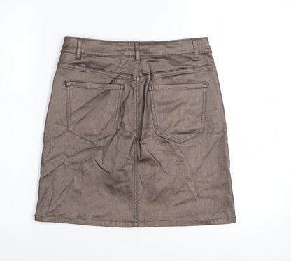 Next Women Brown Short Pencil Skirt Size 10 Viscose Stretch